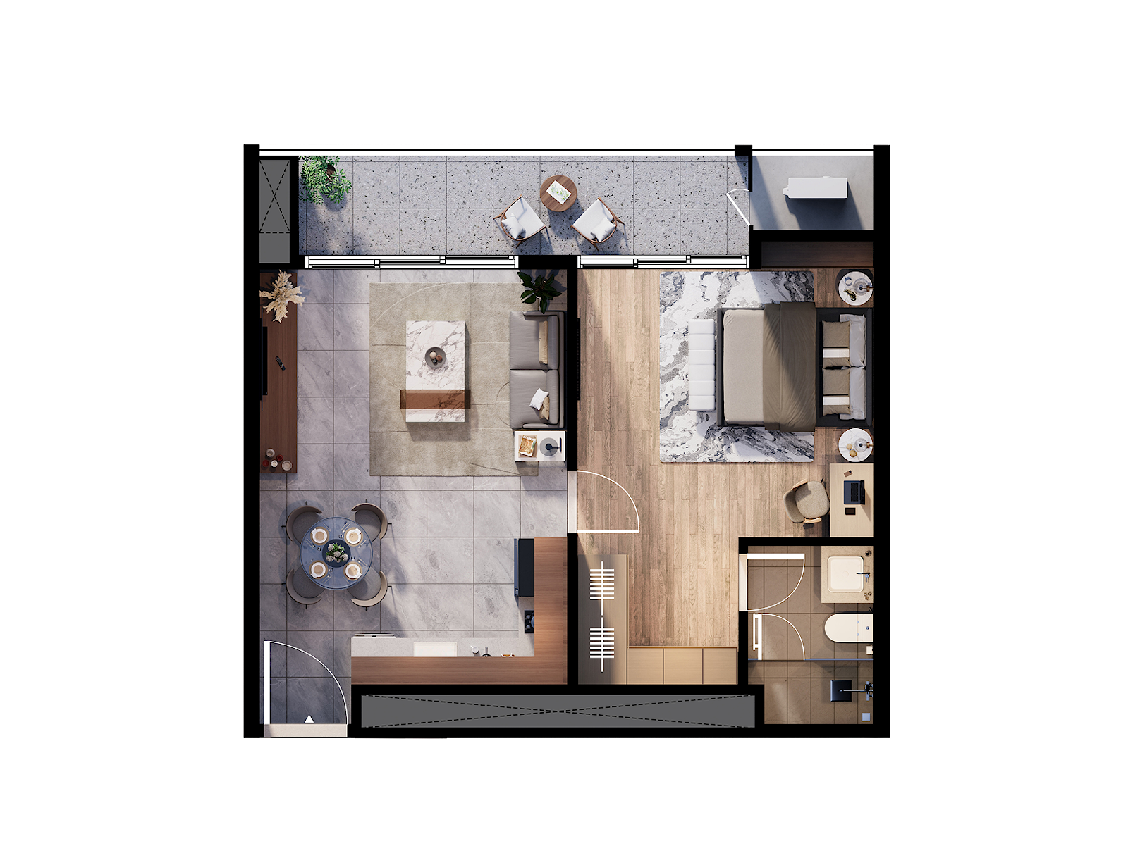 One Bedroom floor plan thumbnail