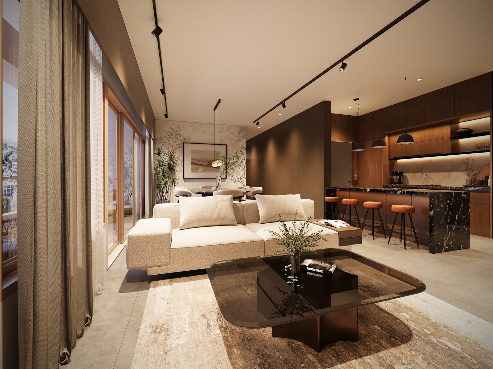 Sondris Three Bedroom Living, dining, and kitchen